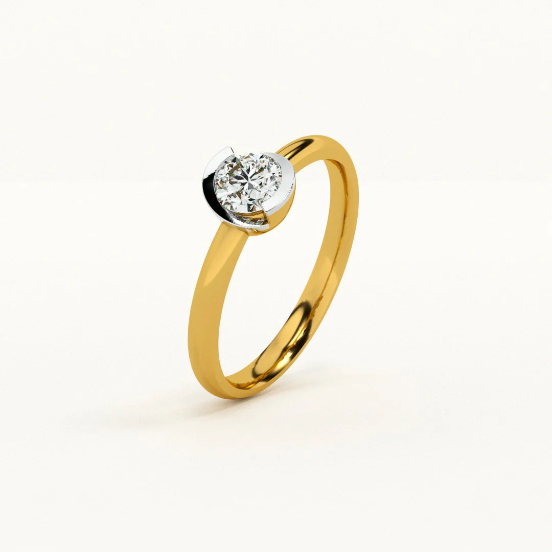 Certified 1.00 CT Round Cut EF VS/SI Lab Grown Diamond Engagement Ring 925 Sterling Silver With Vermeil Gold
