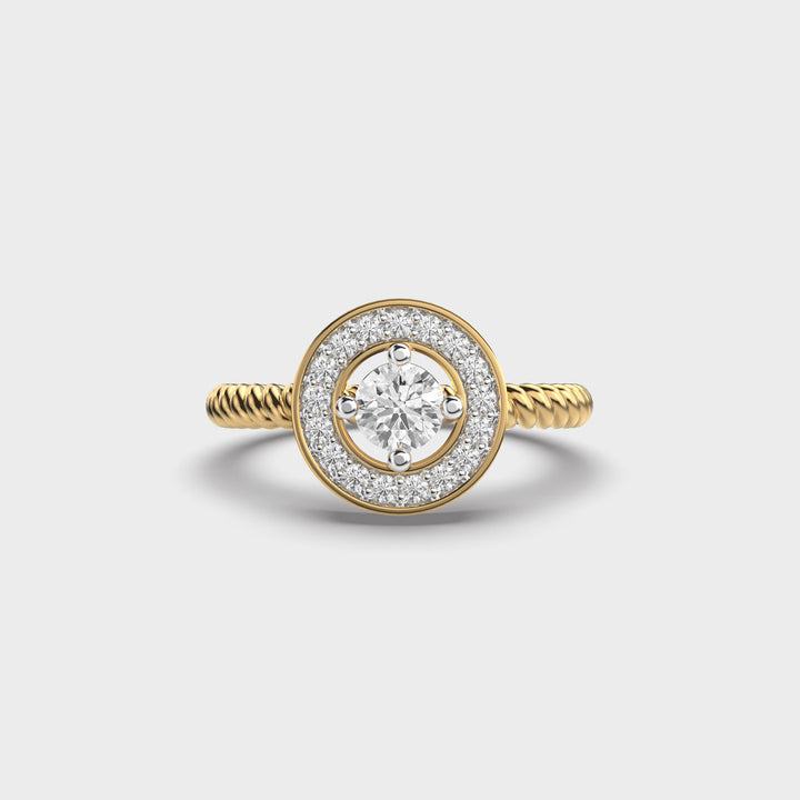 Certified 0.70 CT Round Cut EF VS/SI Lab Grown Diamond Engagement Ring 925 Sterling Silver With Vermeil Gold