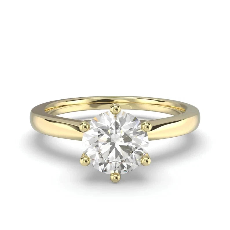 Certified 1.00 CT EF Lab Grown Diamond Women's Engagement Ring 925 Sterling Silver With Vermeil Gold