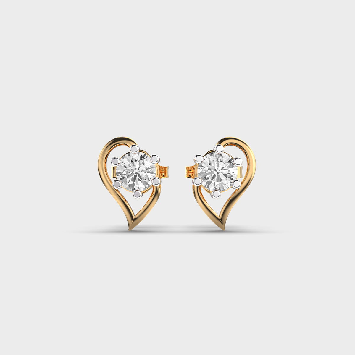 1.00 CT Round Cut Certified VS/SI Lab Grown Diamond Beautiful Stud Earrings 925 Sterling Silver With Vermeil Gold