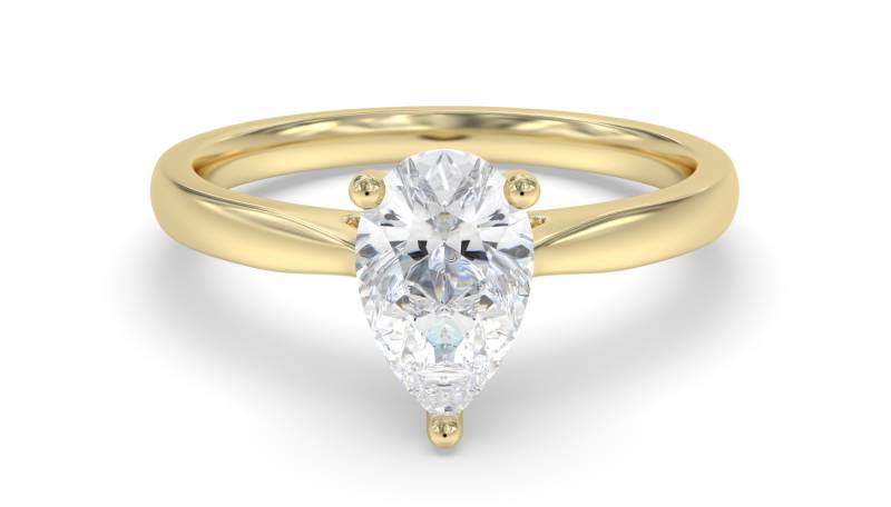 Certified 1.00 CT Pear Cut EF VS/SI Lab Grown Diamond Engagement Ring 925 Sterling Silver With Vermeil Gold