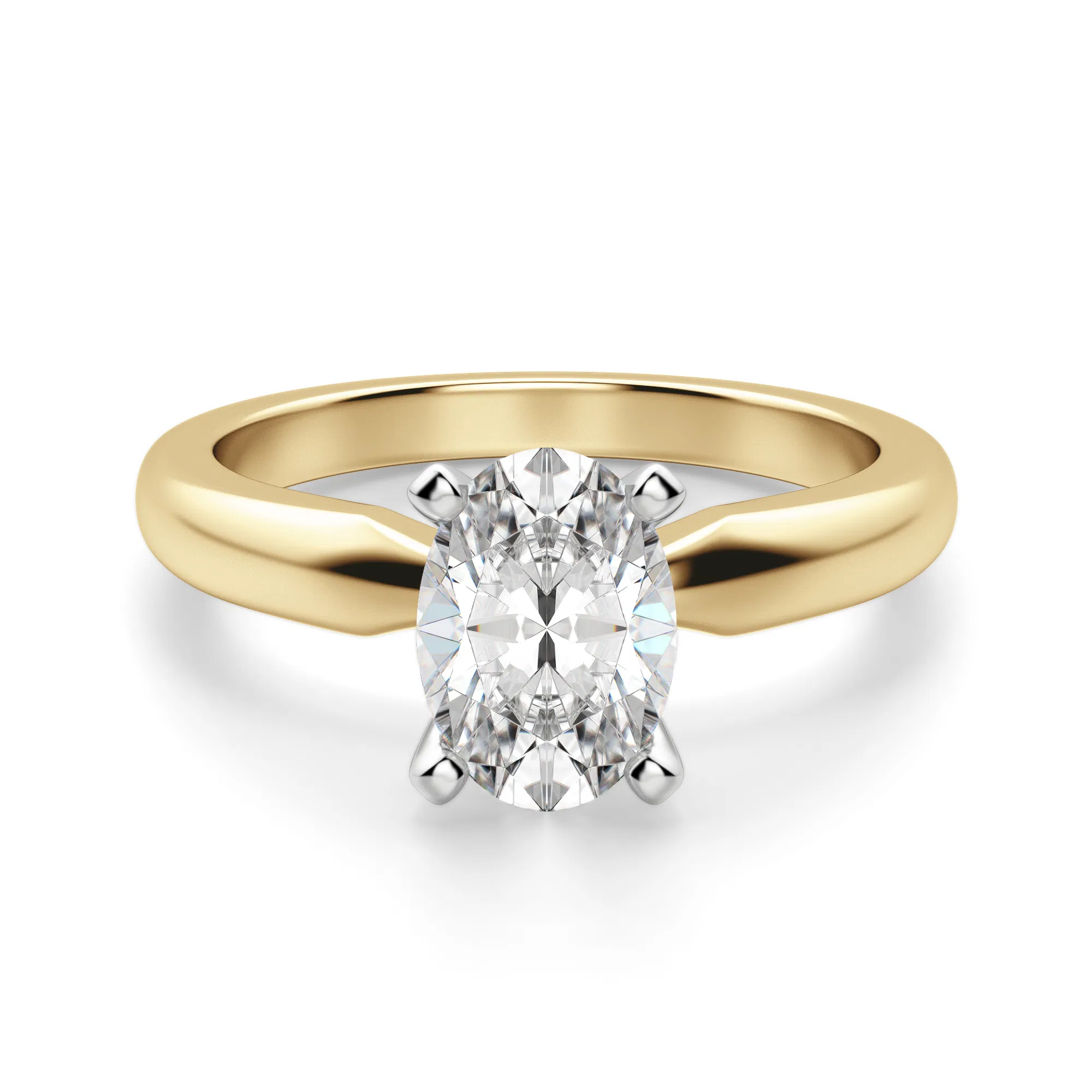 Certified 1.00 CT Oval Cut EF VS/SI Lab Grown Diamond Wedding Ring 925 Sterling Silver With Vermeil Gold