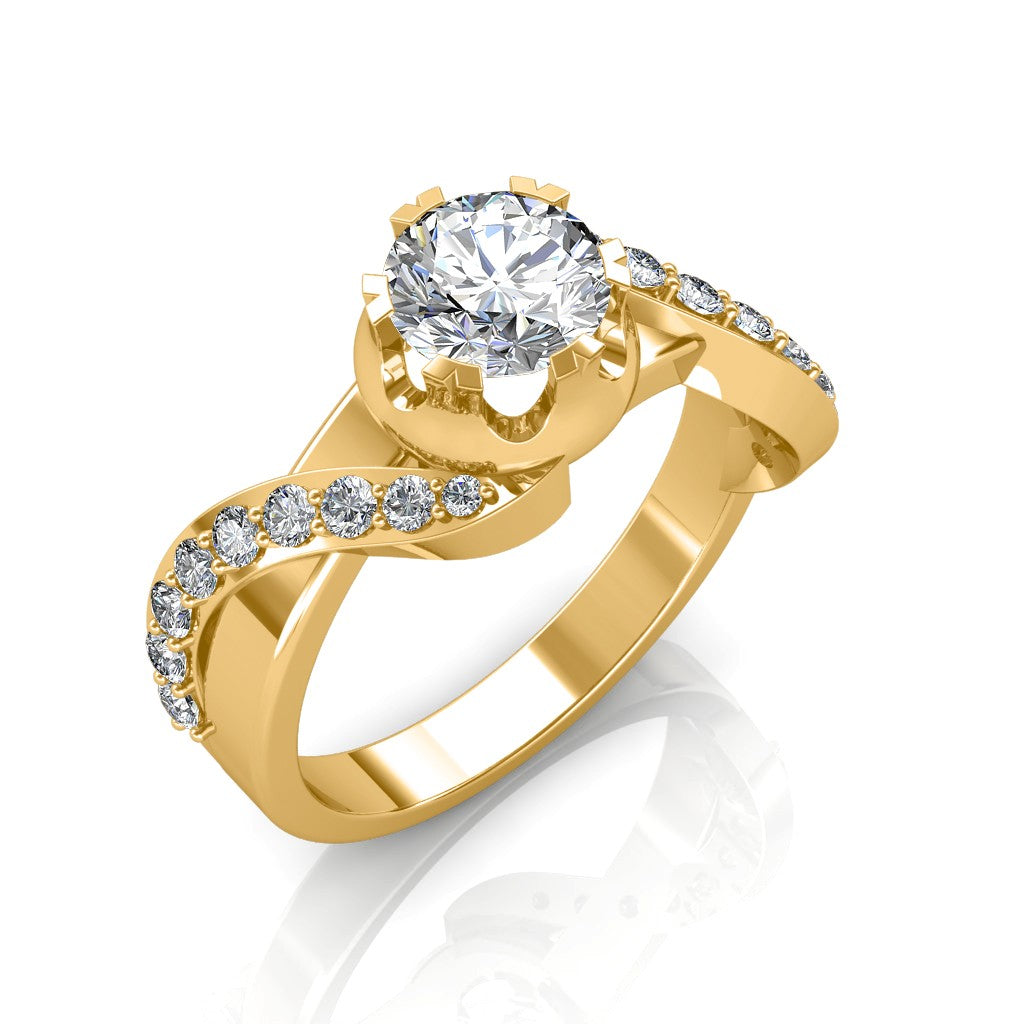 925 Sterling Silver With Vermeil Gold Certified 0.68 CT Round Cut EF VS/SI Lab Grown Diamond Engagement Ring