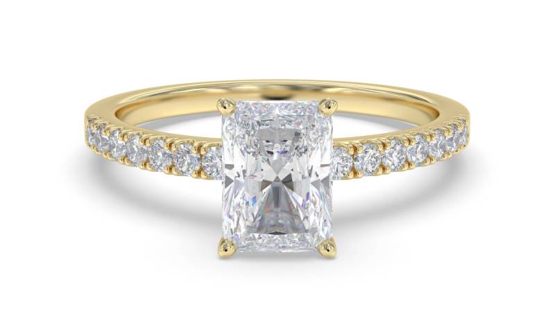 Certified 1.14 CT Radiant Cut EF VS/SI Lab Grown Diamond  Engagement Ring 925 Sterling Silver With Vermeil Gold