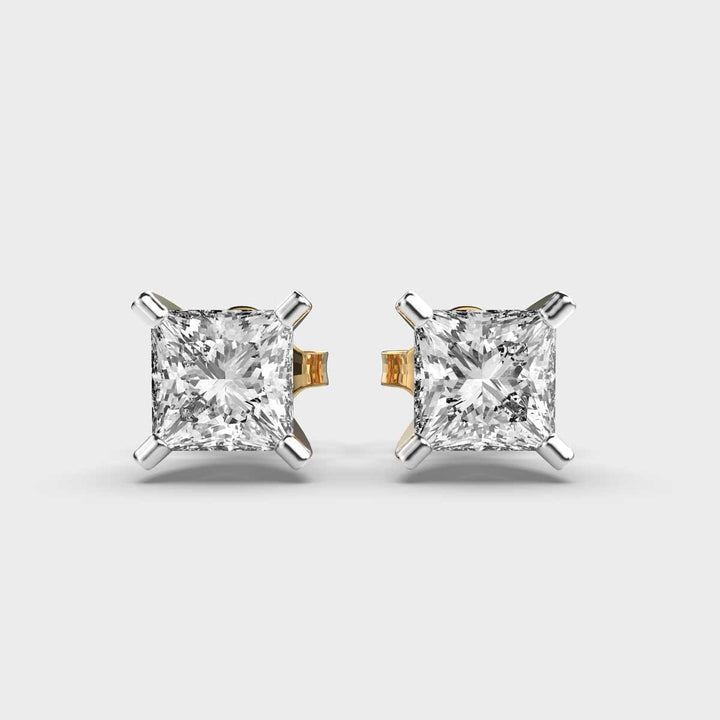 1.00 CT Princess Cut Certified VS/SI Lab Grown Diamond Nordic Gold Stud Earrings (Demi-Fine)
