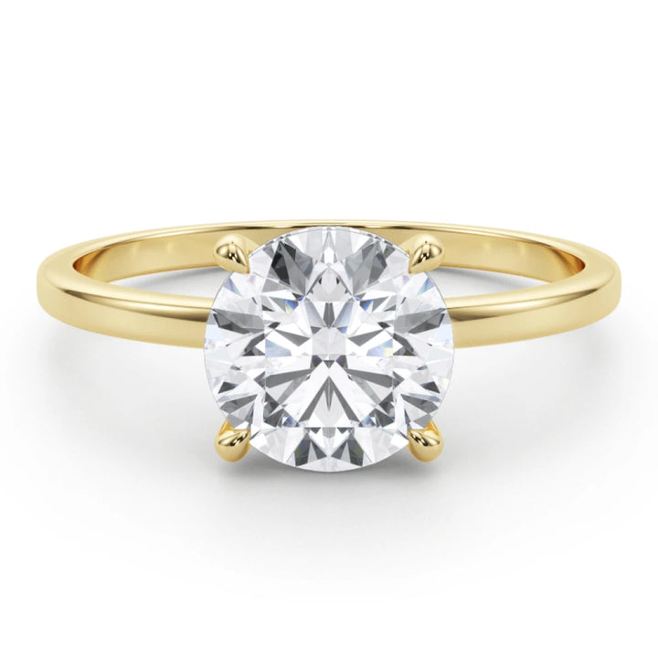 Nordic Gold 1 CT Round Cut Certified VS/SI Lab Grown Diamond Engagement Ring (Demi-Fine)