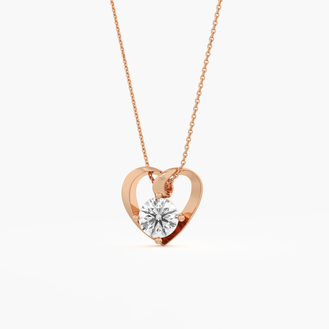 0.50 CT Round Cut EF VS/SI Lab Grown Diamond Pendant 925 Sterling Silver With Vermeil Gold (Without Chain)