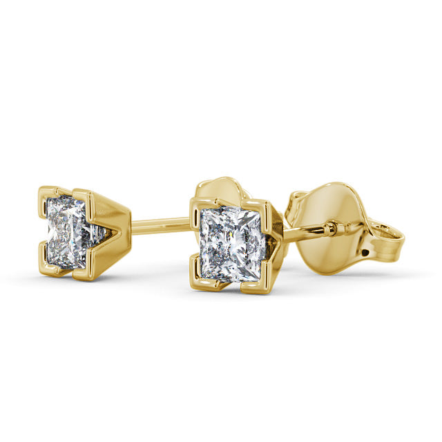 Certified 1.00 CT Princess Cut EF VS/SI Lab Grown Diamond Nordic Gold Stud Women's Earrings (Demi-Fine)