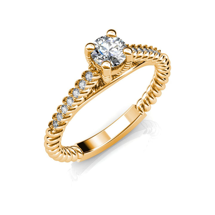 Certified 0.64 CT Round Cut EF VS/SI Lab Grown Diamond Engagement Ring 925 Sterling Silver With Vermeil Gold