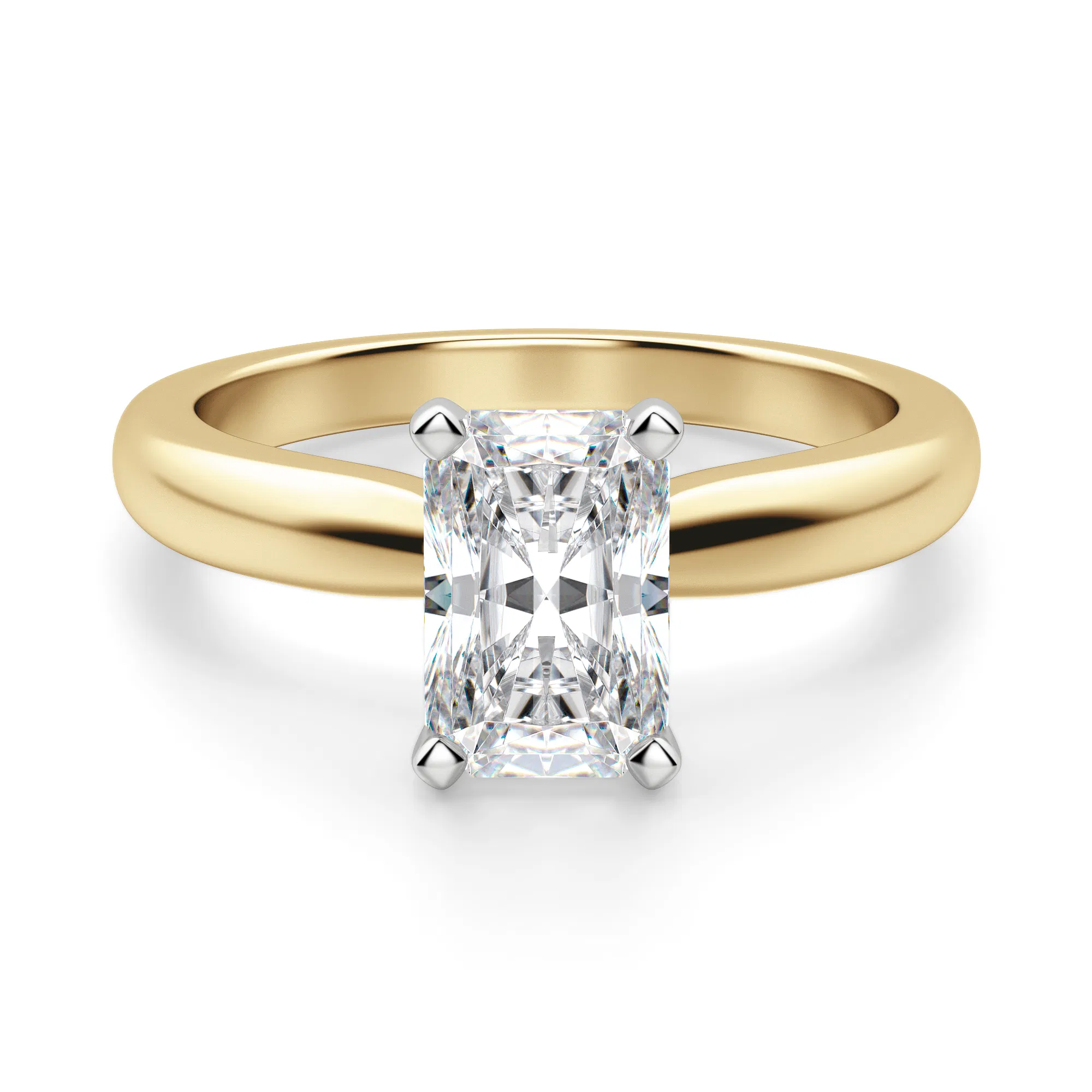 Certified 1.00 CT Emerald Cut EF VS/SI Lab Created Diamond Wedding Ring 925 Sterling Silver With Vermeil Gold