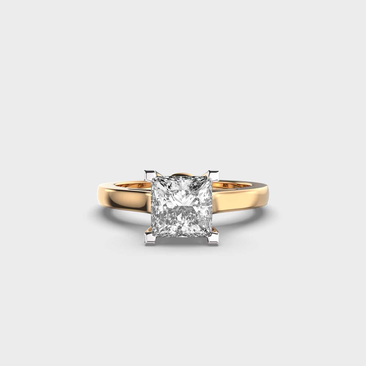 Certified 1.00 CT Princess Cut EF VS/SI Lab Grown Diamond Engagement Ring 925 Sterling Silver With Vermeil Gold