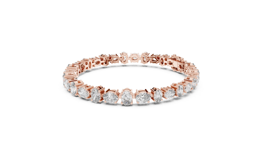 7.71 CT EF VS/SI Lab Grown Certified Oval Cut Diamond Tennis Wedding Bracelet For Women's 14K Rose Gold