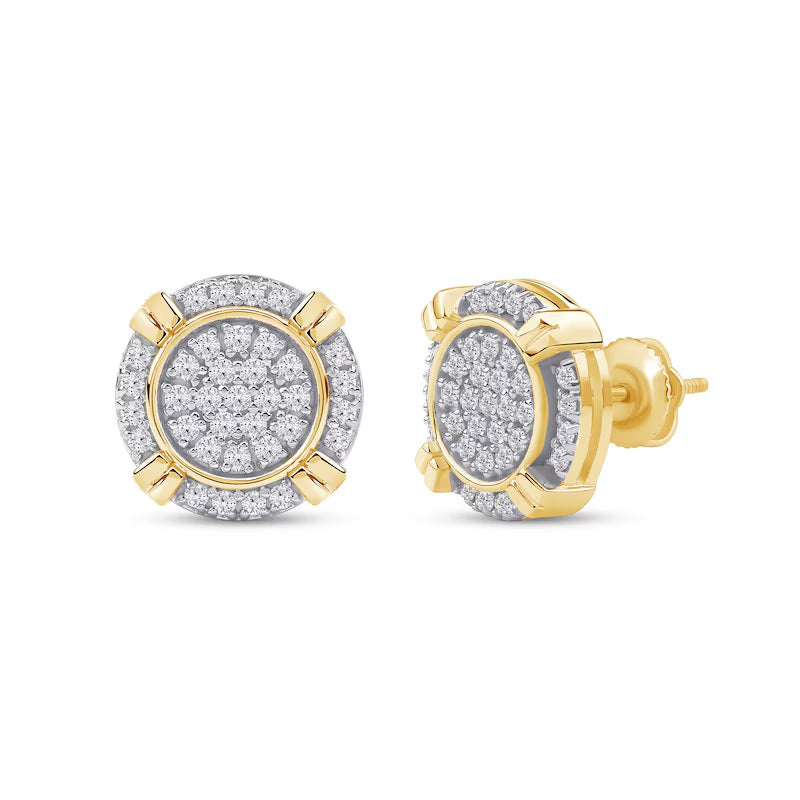 925 Sterling Silver With Vermeil Gold 0.70 CT Round Cut Certified VS/SI Lab Grown Diamond Stud Earrings