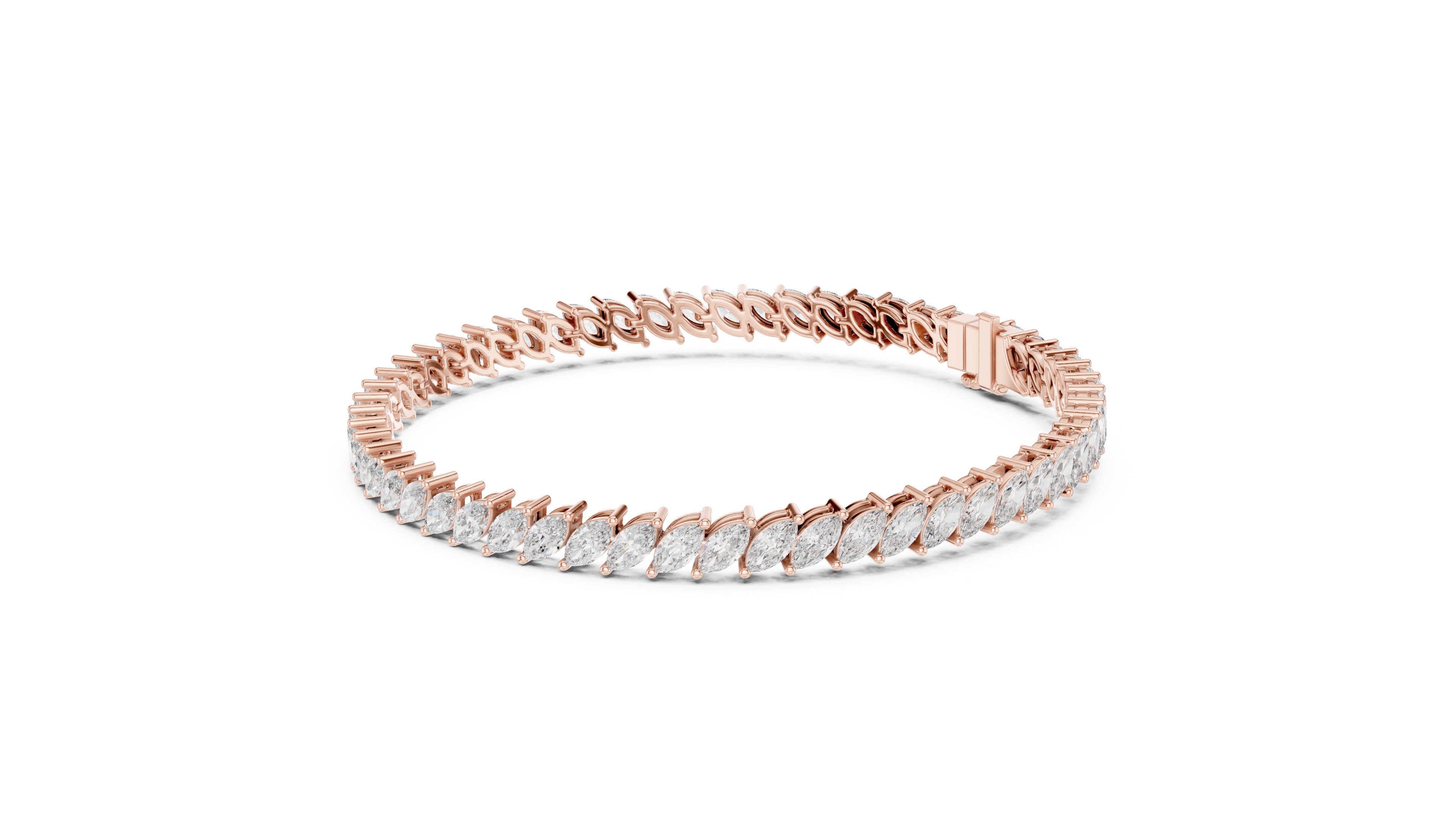 8.4 CT EF VS/SI Lab Grown Certified Marquise Cut Diamond Tennis Wedding Bracelet For Women's 14K Rose Gold