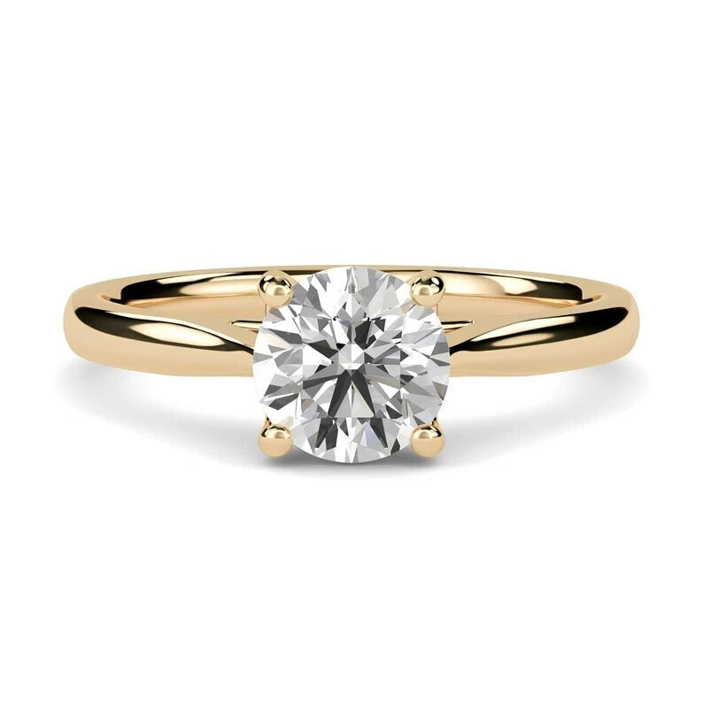 Certified 1.00 CT EF VS/SI Lab Grown Diamond Engagement Ring 925 Sterling Silver With Vermeil Gold