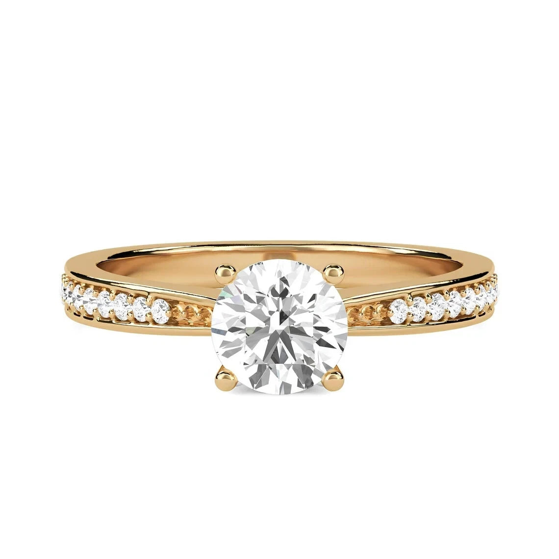 Certified 1.18 CT EF VS/SI Lab Grown Diamond Wedding Ring 925 Sterling Silver With Vermeil Gold