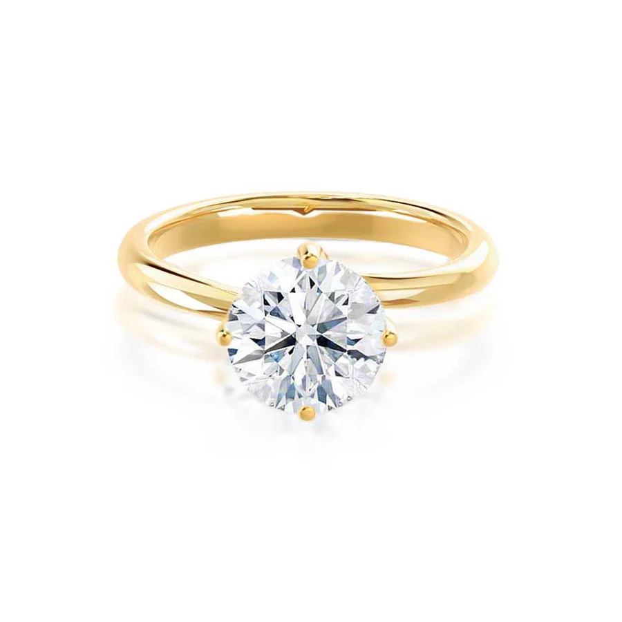 Certified 1.00 CT Round Cut EF VS/SI Lab Grown Diamond Engagement Ring 925 Sterling Silver With Vermeil Gold