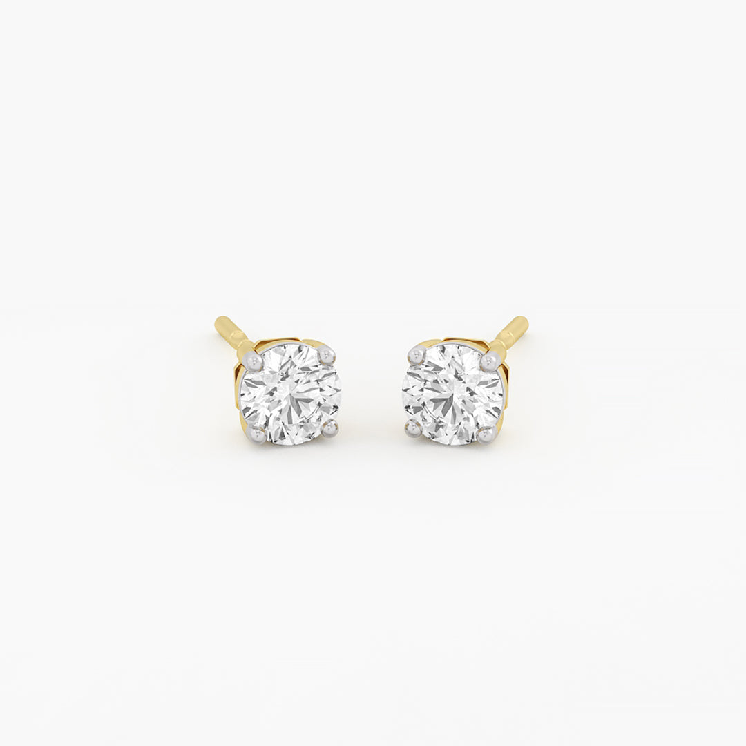 925 Sterling Silver With Vermeil Gold 0.50 CT Round Cut Certified VS/SI Lab Grown Diamond Stud Earrings