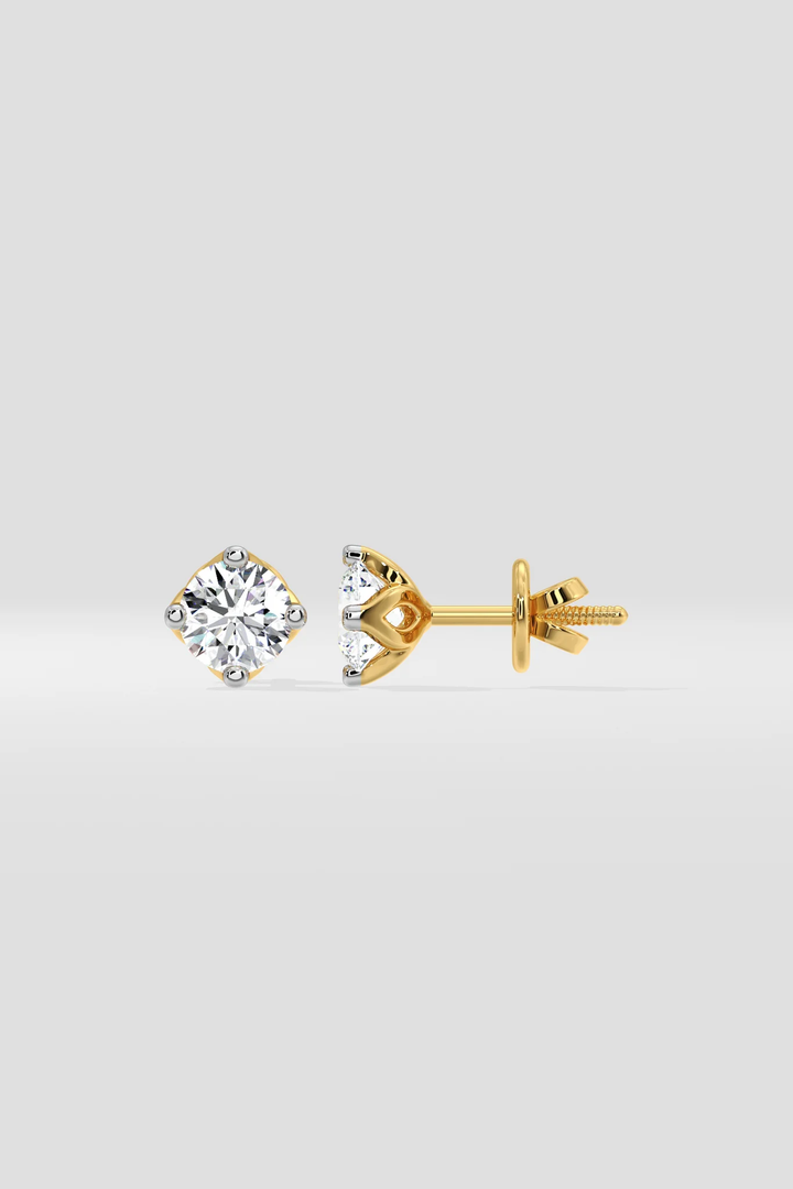 0.50 CT Round Cut Certified VS/SI Lab Grown Diamond Stud Earrings 925 Sterling Silver With Vermeil Gold