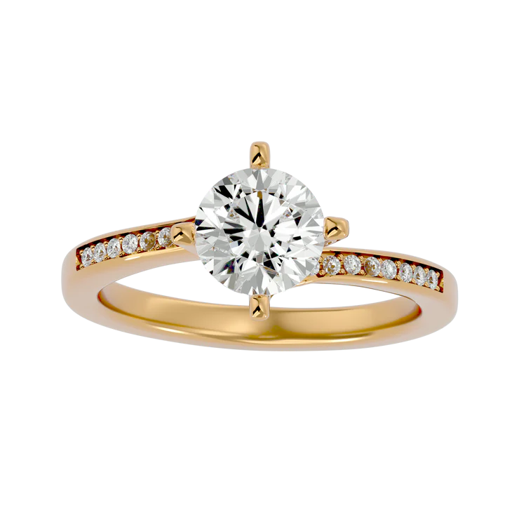 Certified 1.18 CT Round Cut EF VS/SI Lab Grown Diamond Delicate Engagement Ring 925 Sterling Silver With Vermeil Gold