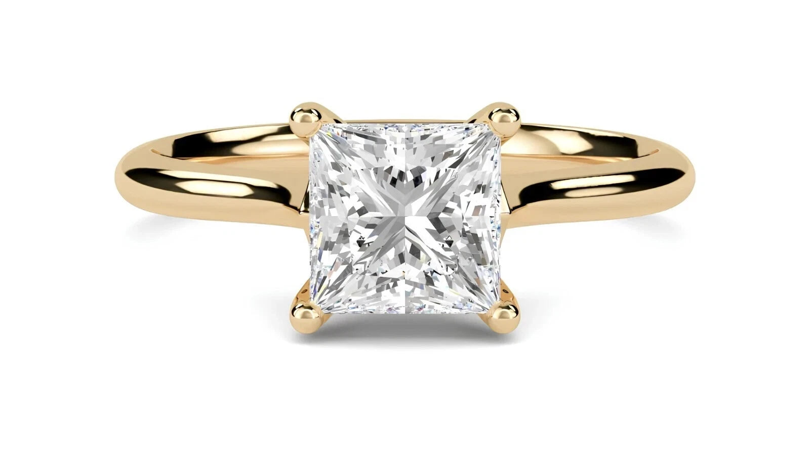 Certified 1.00 CT Princess Cut VS/SI Lab Grown Diamond Wedding Ring 925 Sterling Silver With Vermeil Gold