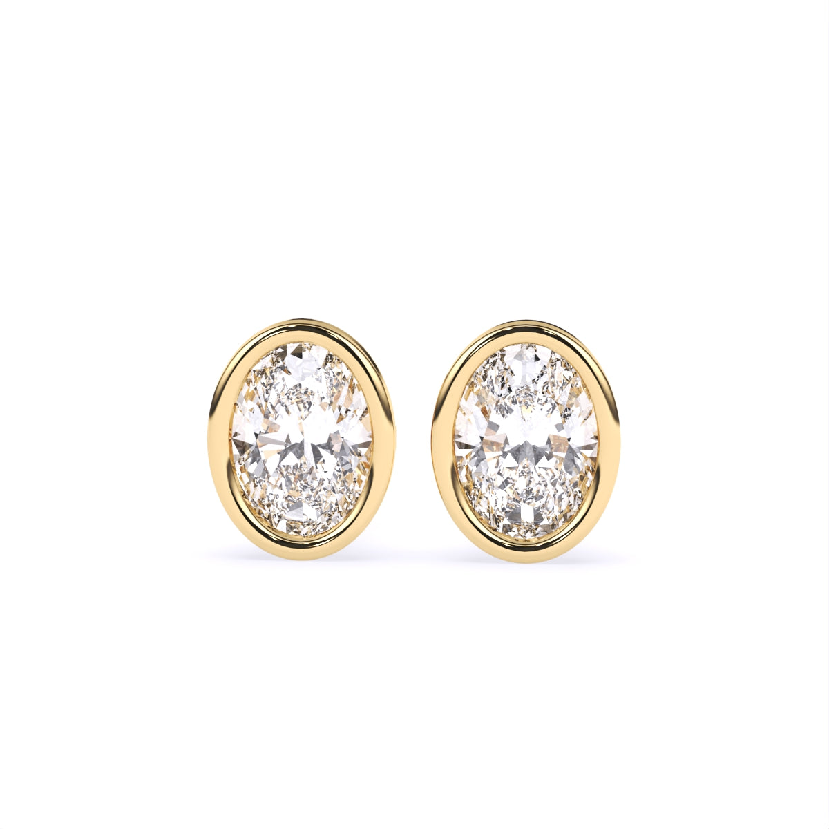 Women's Stud Earrings 1.00 CT Oval Cut Certified VS/SI Lab Grown Diamond 925 Sterling Silver With Vermeil Gold