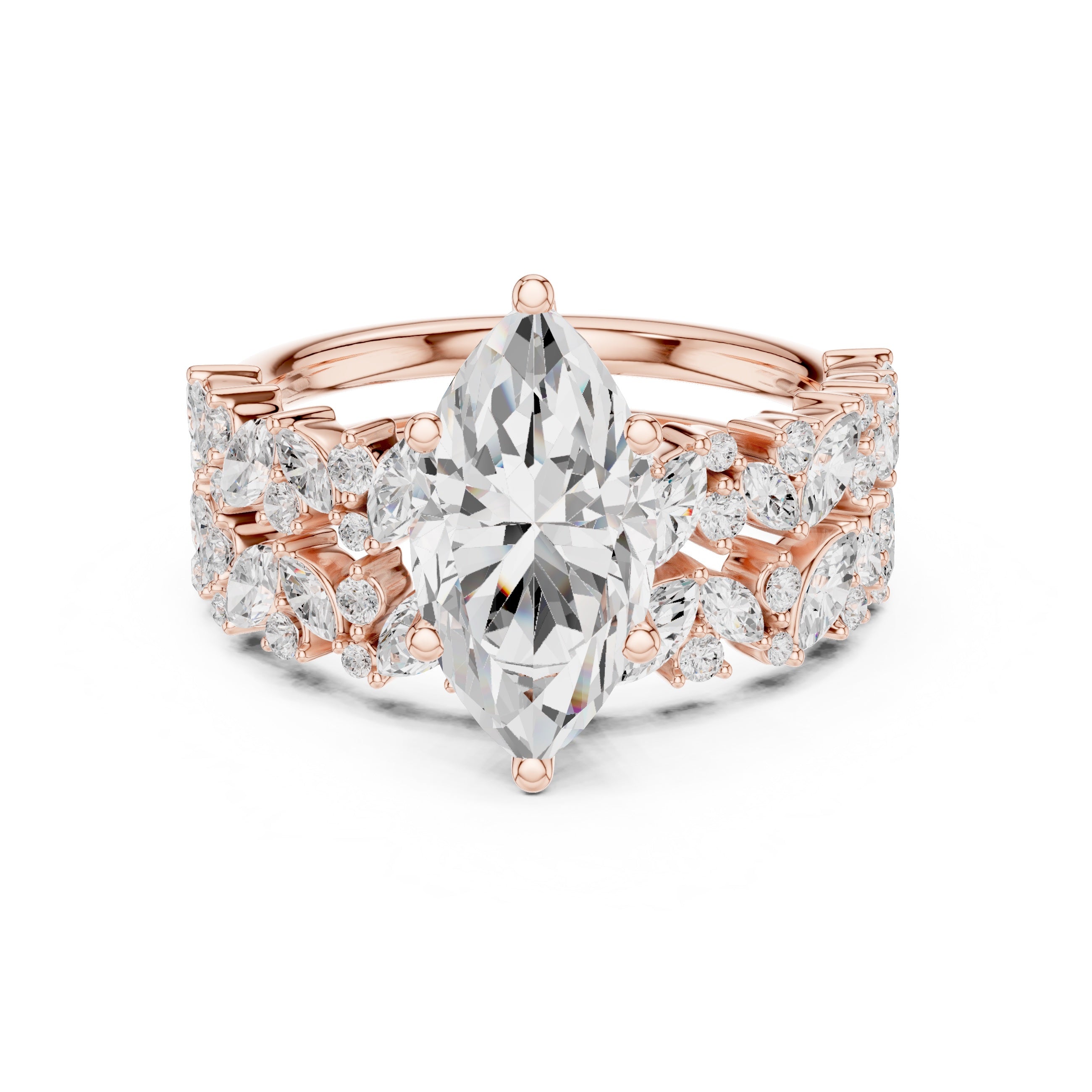 3.70 CT Bridal Set Ring – EF VS/SI Lab-Created Diamond in 14K Rose Gold | Women's Engagement or Wedding