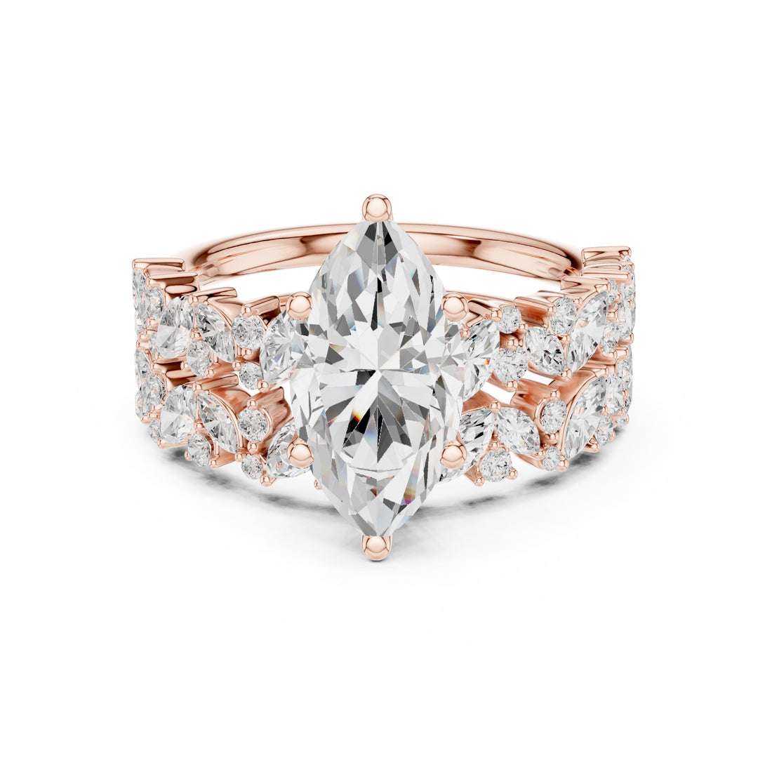 3.70 CT Bridal Set Ring – EF VS/SI Lab-Created Diamond in 14K Rose Gold | Women's Engagement or Wedding