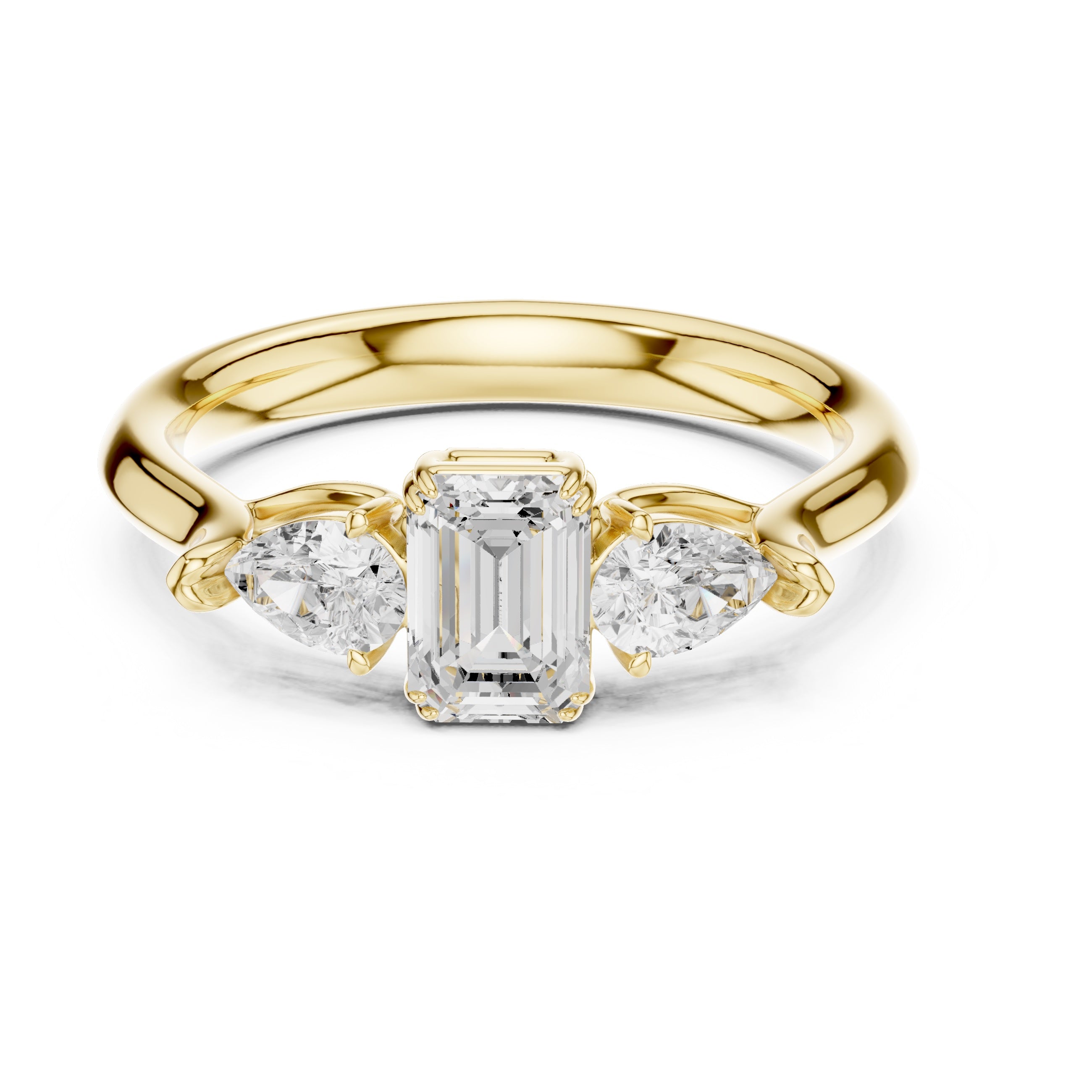 Lab Diamond Wedding Band, Emerald & Pear Brilliant EF/VS Matching Band with Engagement Ring, Stacking Band Gift 14K Gold