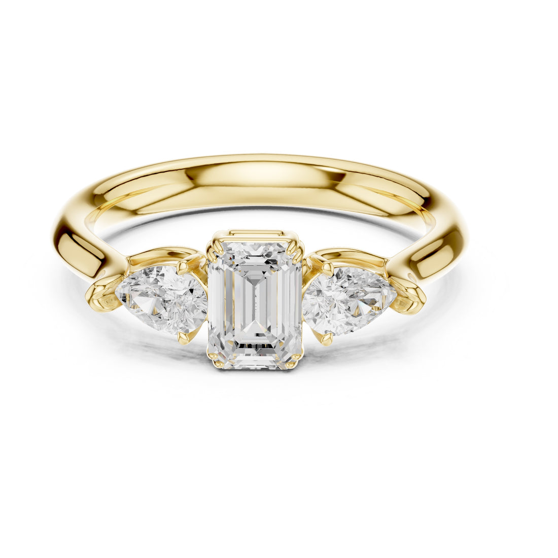 Lab Diamond Wedding Band, Emerald & Pear Brilliant EF/VS Matching Band with Engagement Ring, Stacking Band Gift 14K Gold