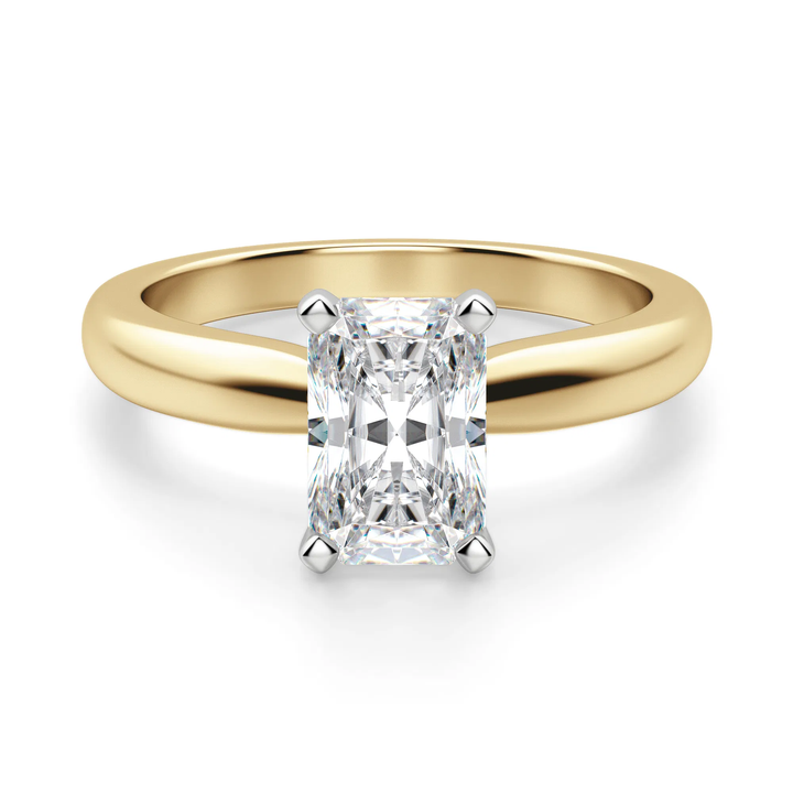 Certified 1.00 CT Emerald Cut EF VS/SI Lab Created Diamond Nordic Gold Wedding Ring (Demi -Fine)