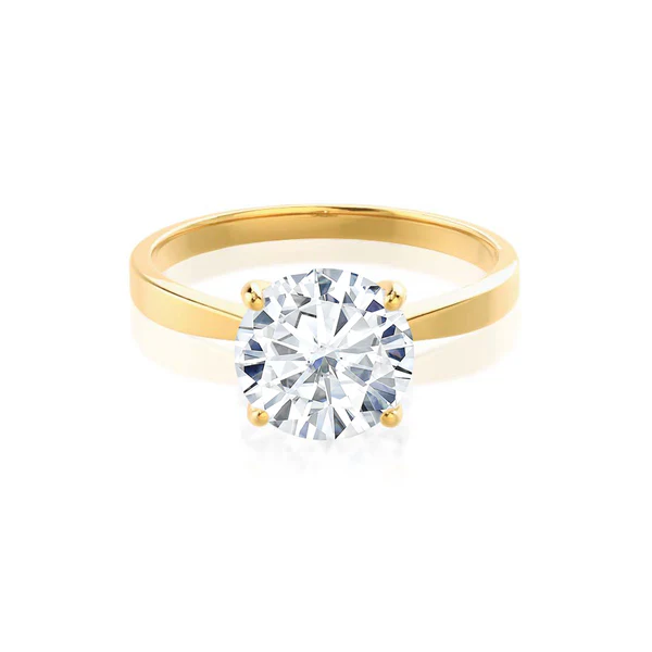 Certified 1.00 CT Round Cut EF VS/SI Lab Grown Diamond 925 Sterling Silver With Vermeil Gold  4 Prong Engagement Ring