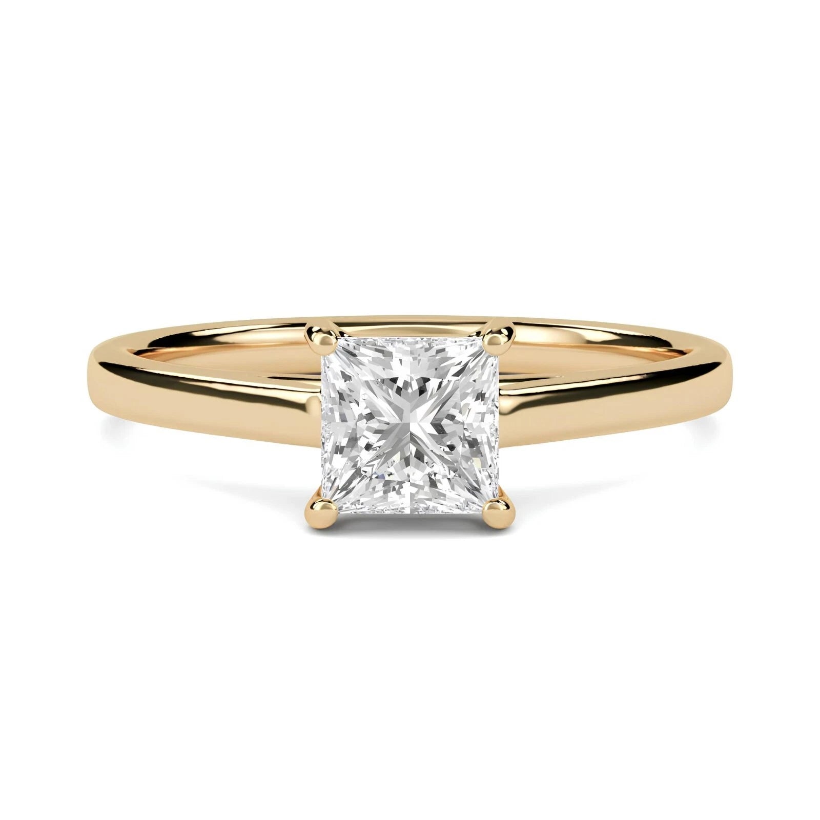 1 CT Princess Cut Certified VS/SI Lab Grown Diamond Engagement Ring  925 Sterling Silver With Vermeil Gold