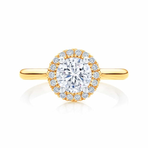 Certified 0.68 CT Round Cut EF VS/SI Lab Grown Diamond Engagement Ring 925 Sterling Silver With Vermeil Gold