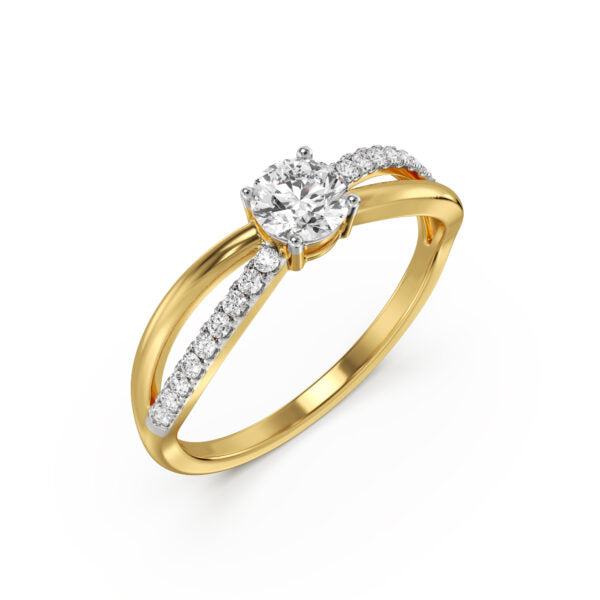 Certified 1.06 CT Round Cut EF VS/SI Lab Grown Diamond Engagement Ring 925 Sterling Silver With Vermeil Gold