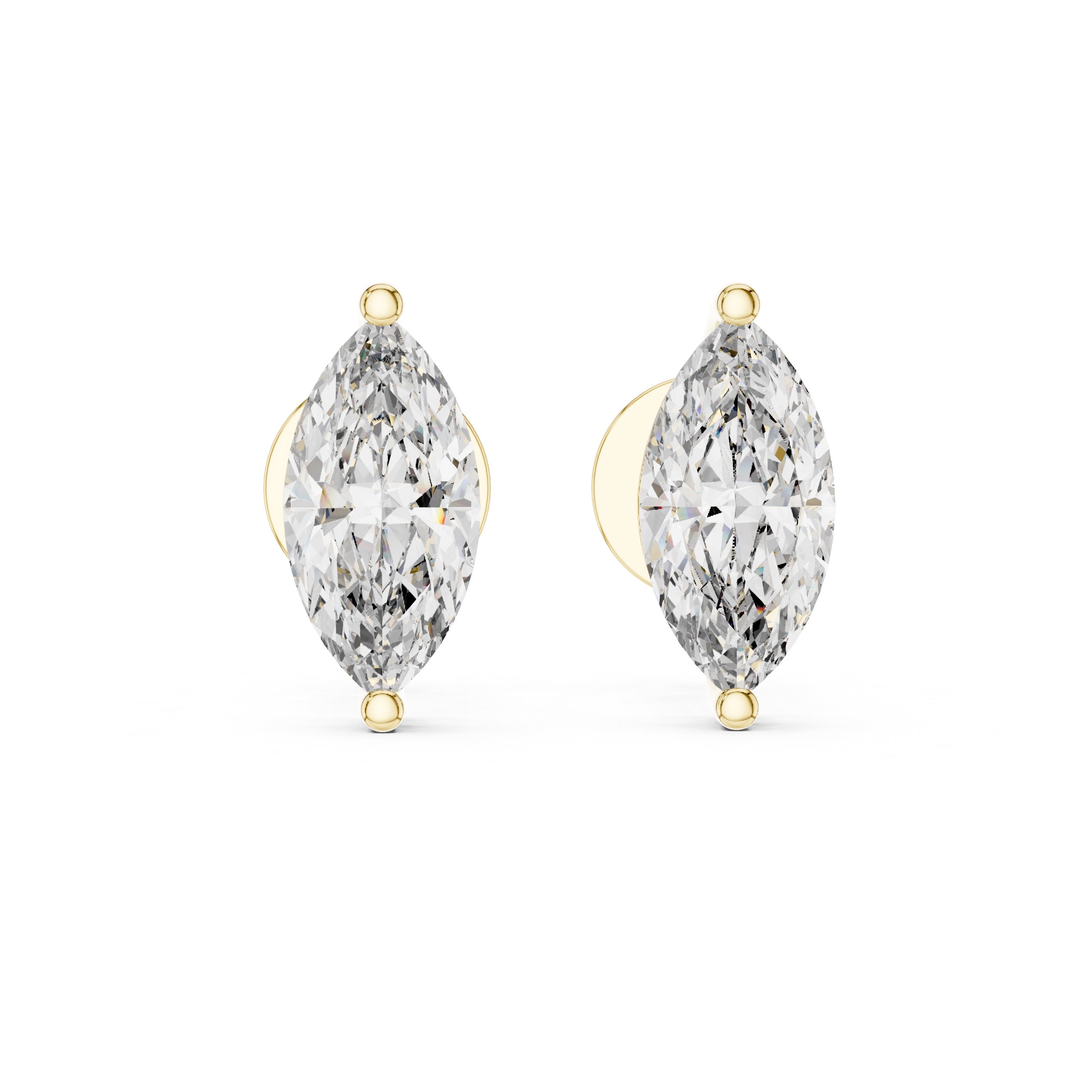 1.5CT Round Cut Lab-Grown Diamond Stud Earrings - Marquise Cut 14K Gold Wedding Earrings for Women Birthday & Anniversary Gift