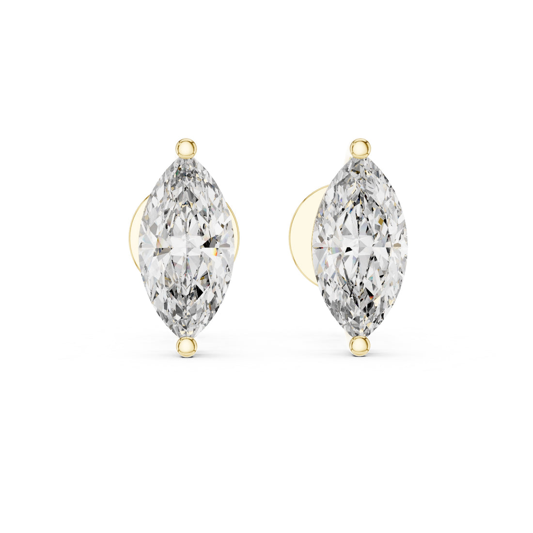 1.5CT Round Cut Lab-Grown Diamond Stud Earrings - Marquise Cut 14K Gold Wedding Earrings for Women Birthday & Anniversary Gift