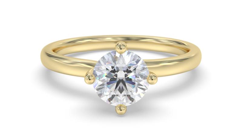 Certified 1.00 CT Round Cut EF VS/SI Lab Grown Diamond 4-Prong Engagement Ring 925 Sterling Silver With Vermeil Gold