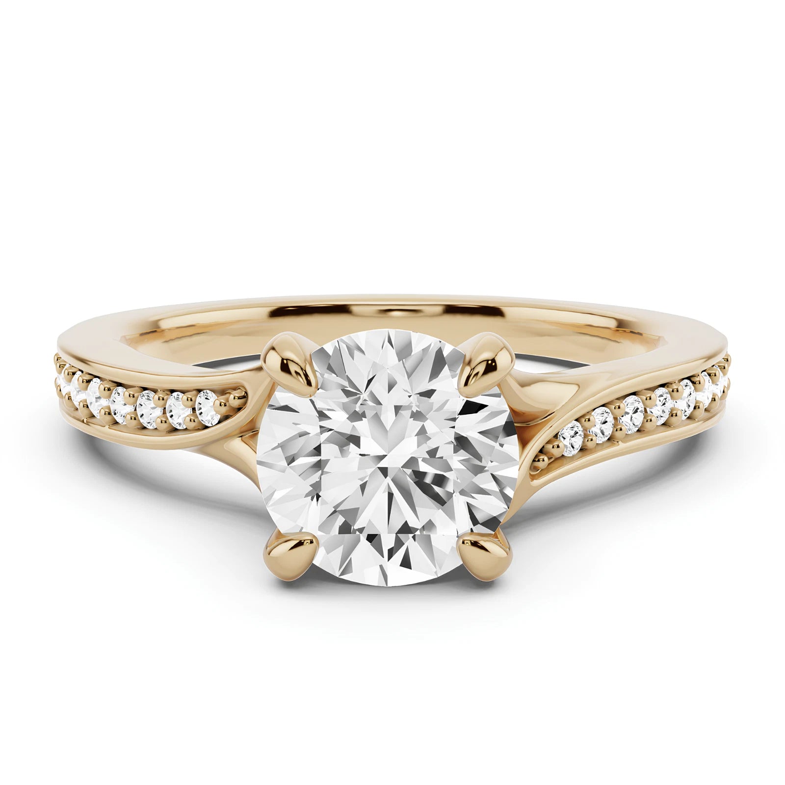 1.20 CT Round Cut Certified EF VS/SI Lab Grown Diamond Wedding Ring 925 Sterling Silver With Vermeil Gold