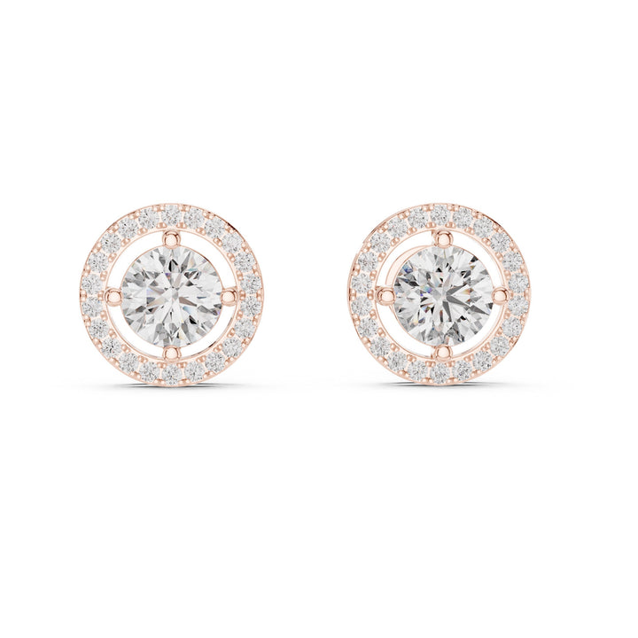 Round Cut Lab-Grown Diamond Stud Earrings 14K Gold Wedding Earrings for Women Birthday & Anniversary Gift