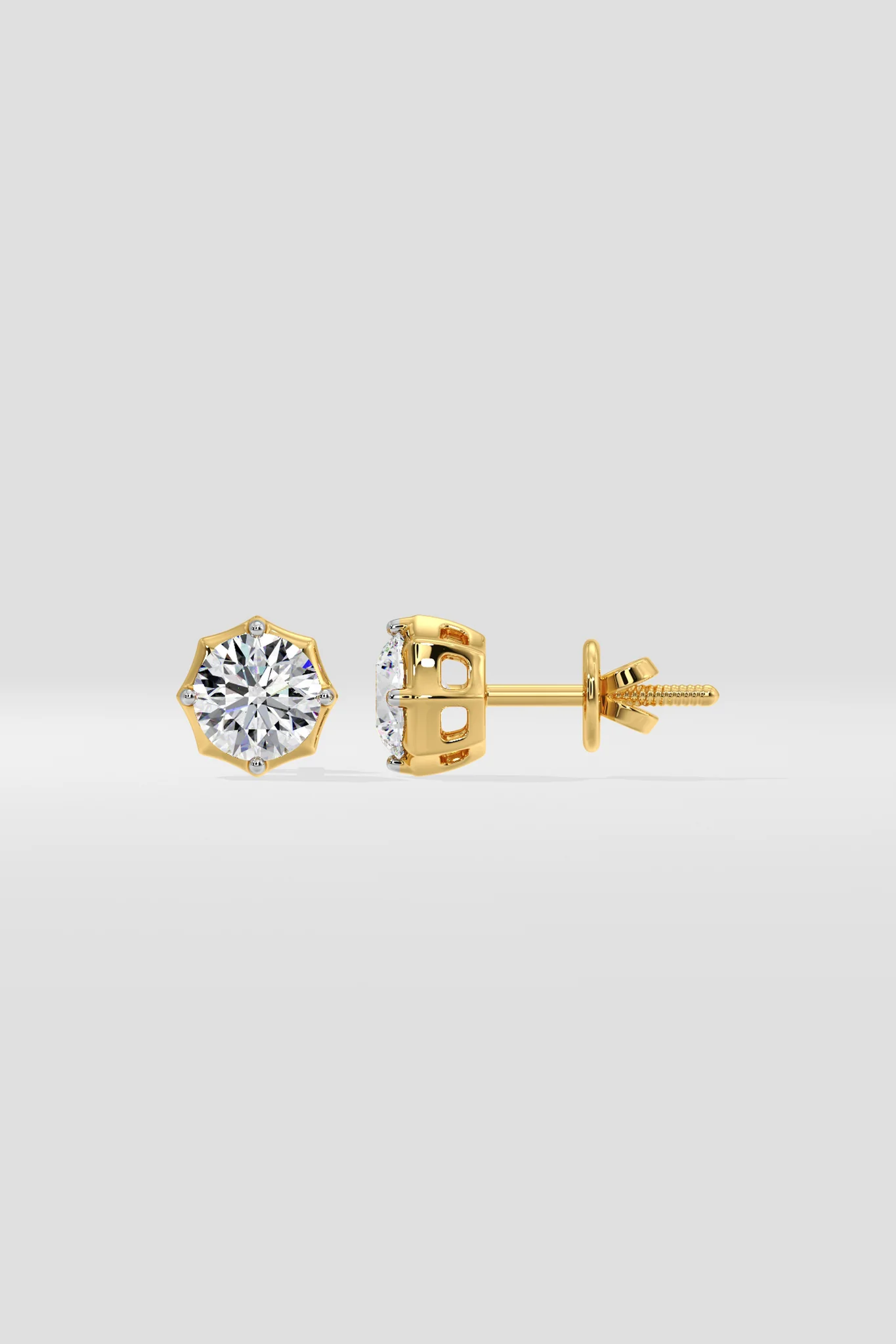 925 Sterling Silver With Vermeil Gold 0.50 CT Round Cut Certified VS/SI Lab Grown Diamond Stud Earrings