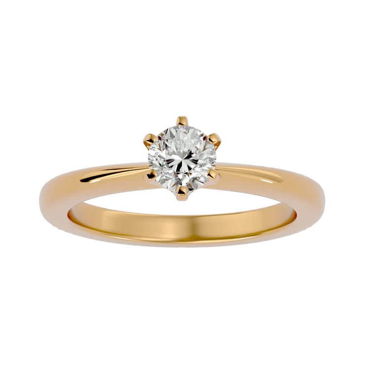 Certified 1.00 CT Round Cut EF VS/SI Lab Grown Diamond Engagement Ring 925 Sterling Silver With Vermeil Gold
