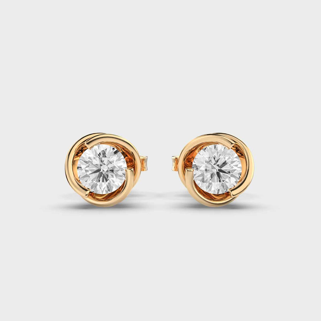 1.00 CT Round Cut Certified VS/SI Lab Grown Diamond Nordic Gold Stud Earrings (Demi-Fine)