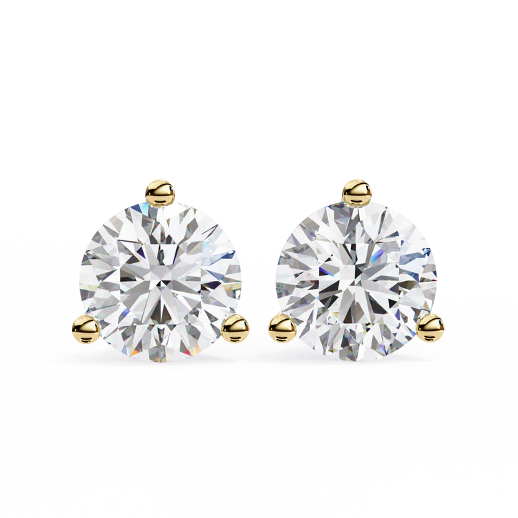 1.00 CT Round Cut Certified VS/SI Lab Grown Diamond Stud Earrings 925 Sterling Silver With Vermeil Gold