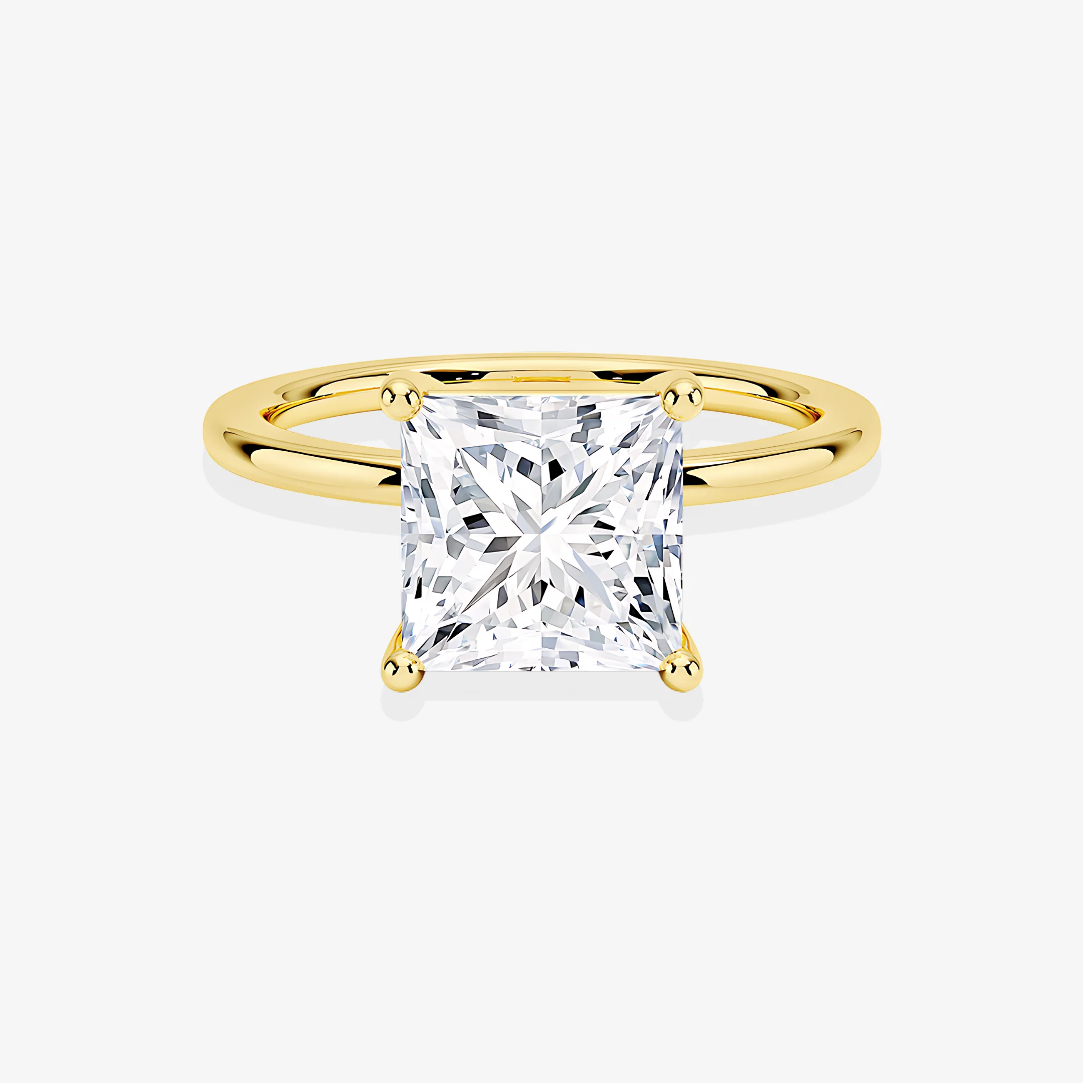 Certified 1.00 CT Princess Cut EF VS/SI Lab Grown Diamond Engagement Ring 925 Sterling Silver With Vermeil Gold
