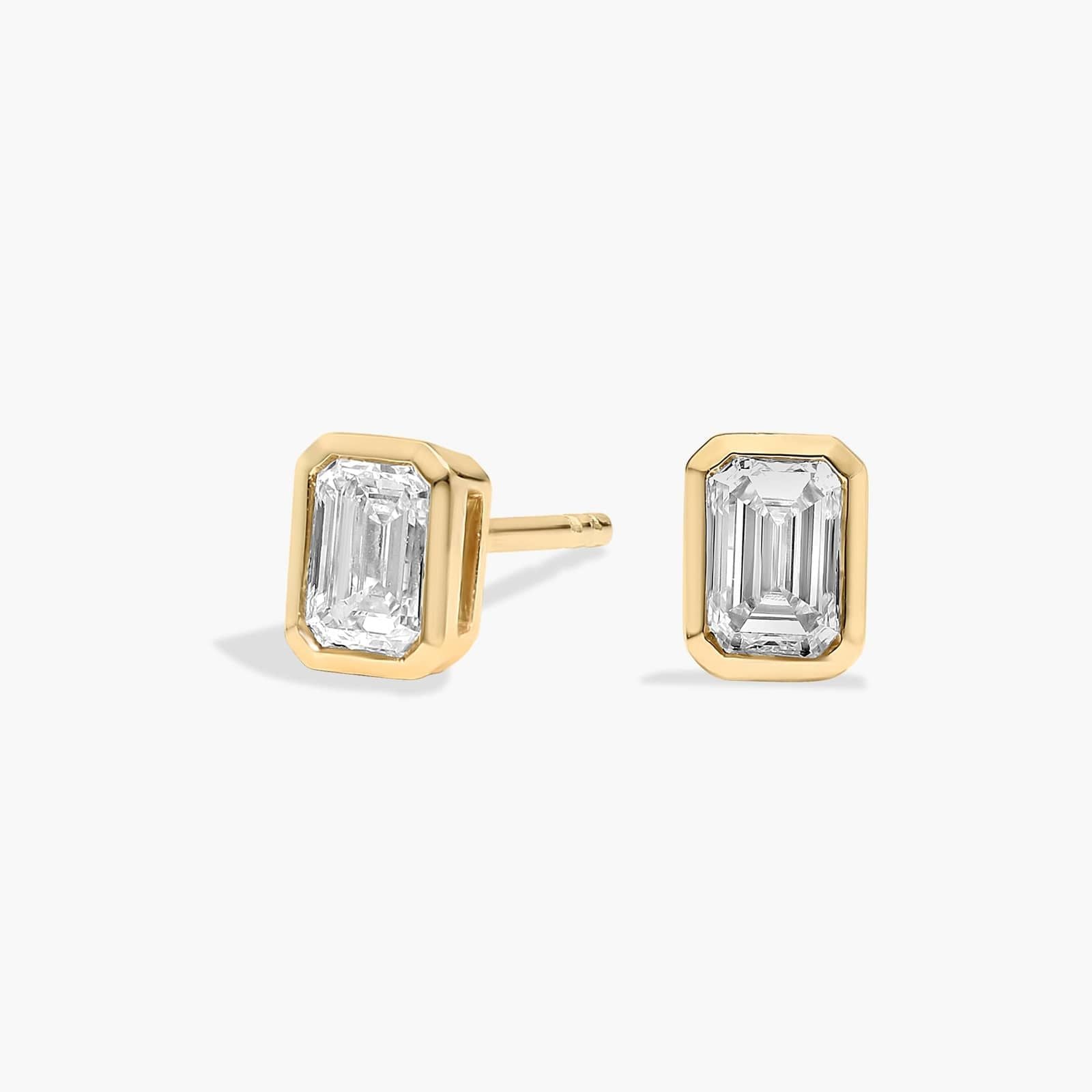 0.50 CT Emerald Cut Certified VS/SI Lab Grown Diamond Stud Earrings925 Sterling Silver With Vermeil Gold