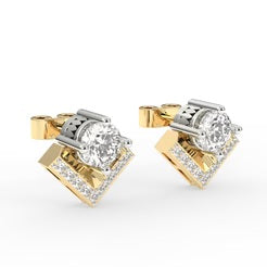 0.80 CT Round Cut Certified VS/SI Lab Grown Diamond Stud Earrings 925 Sterling Silver With Vermeil Gold