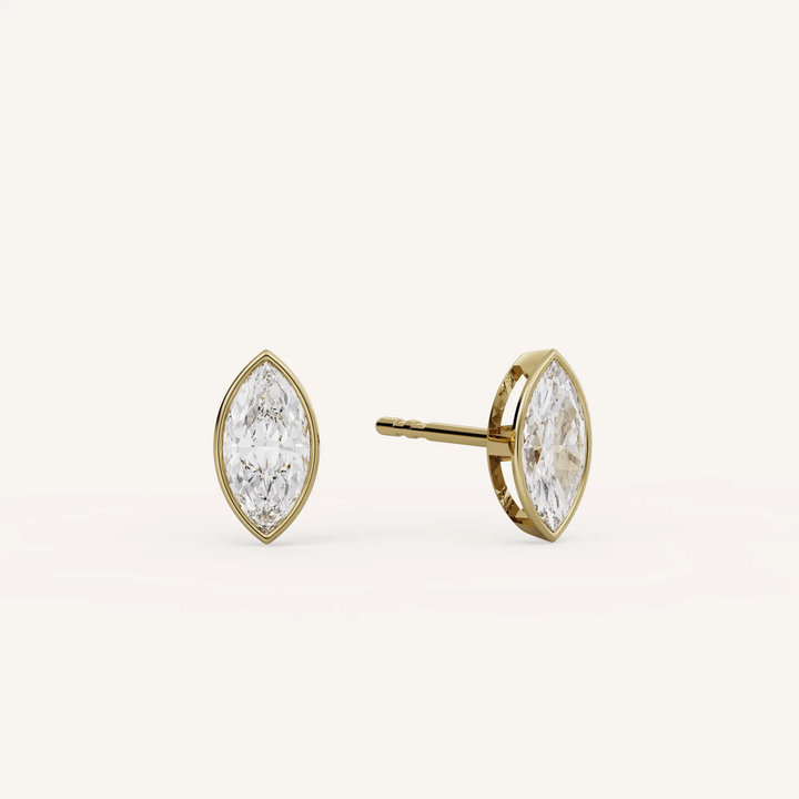 0.50 CT Marquise Cut Certified VS/SI Lab Grown Diamond Stud Earrings 925 Sterling Silver With Vermeil Gold