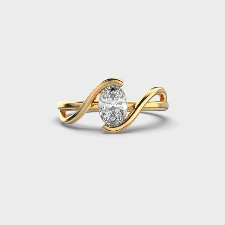 Certified 1.00 CT Oval Cut EF VS/SI Lab Grown Diamond Nordic Gold Wedding Ring (Demi -Fine)