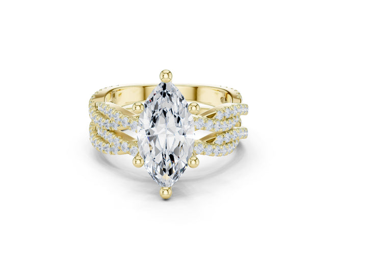 3.23 CT Bridal Set Ring – EF VS/SI Lab-Created Diamond in 14K Yellow Gold | Women's Engagement or Wedding
